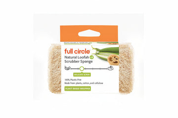 Scrubber sponge with packaging on a white background