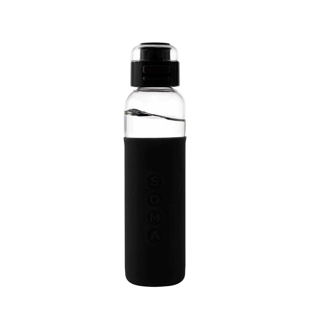 Soma 17 oz Glass Water Bottle with Silicone Sleeve - White