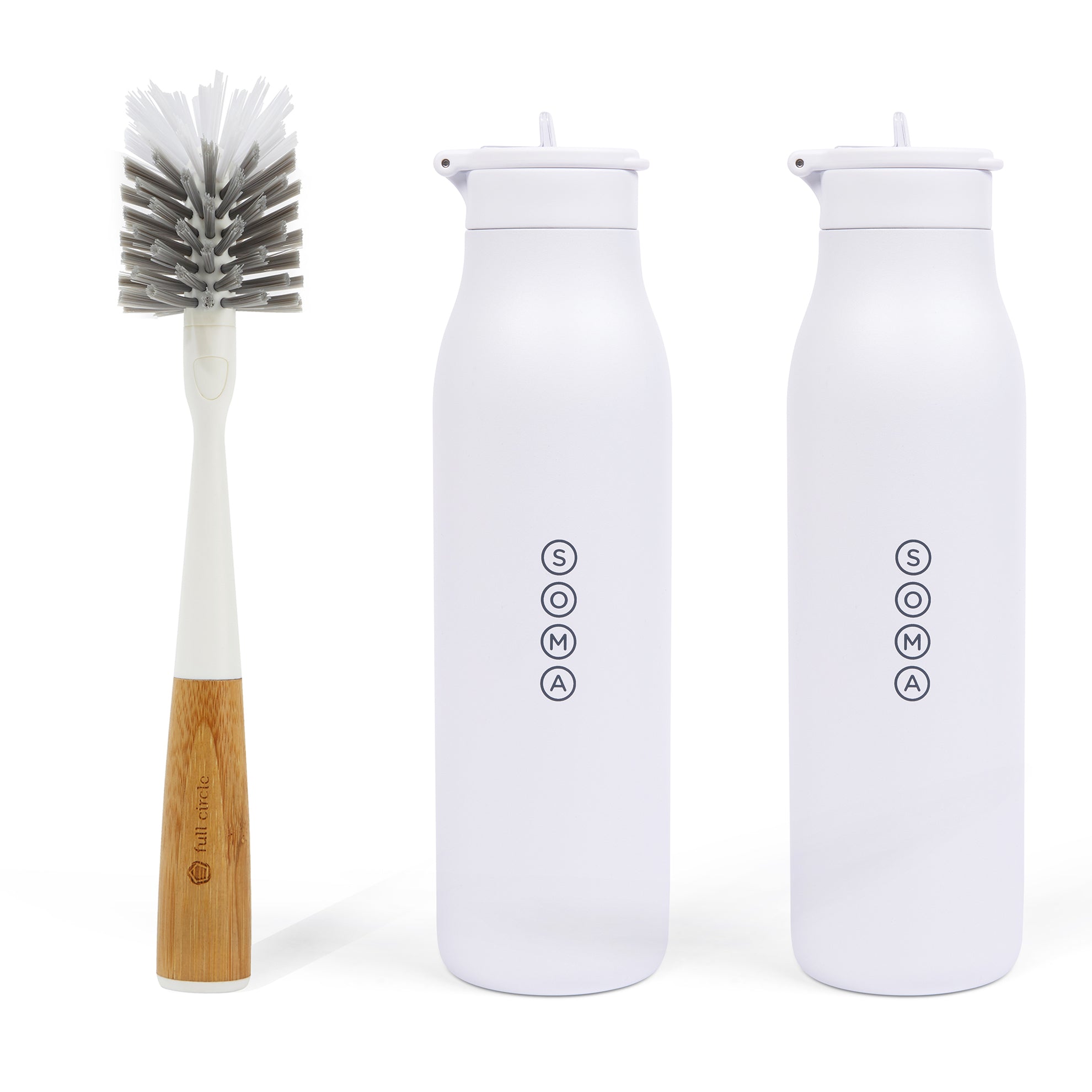 3-Piece Stainless Steel Bottle and Brush Set