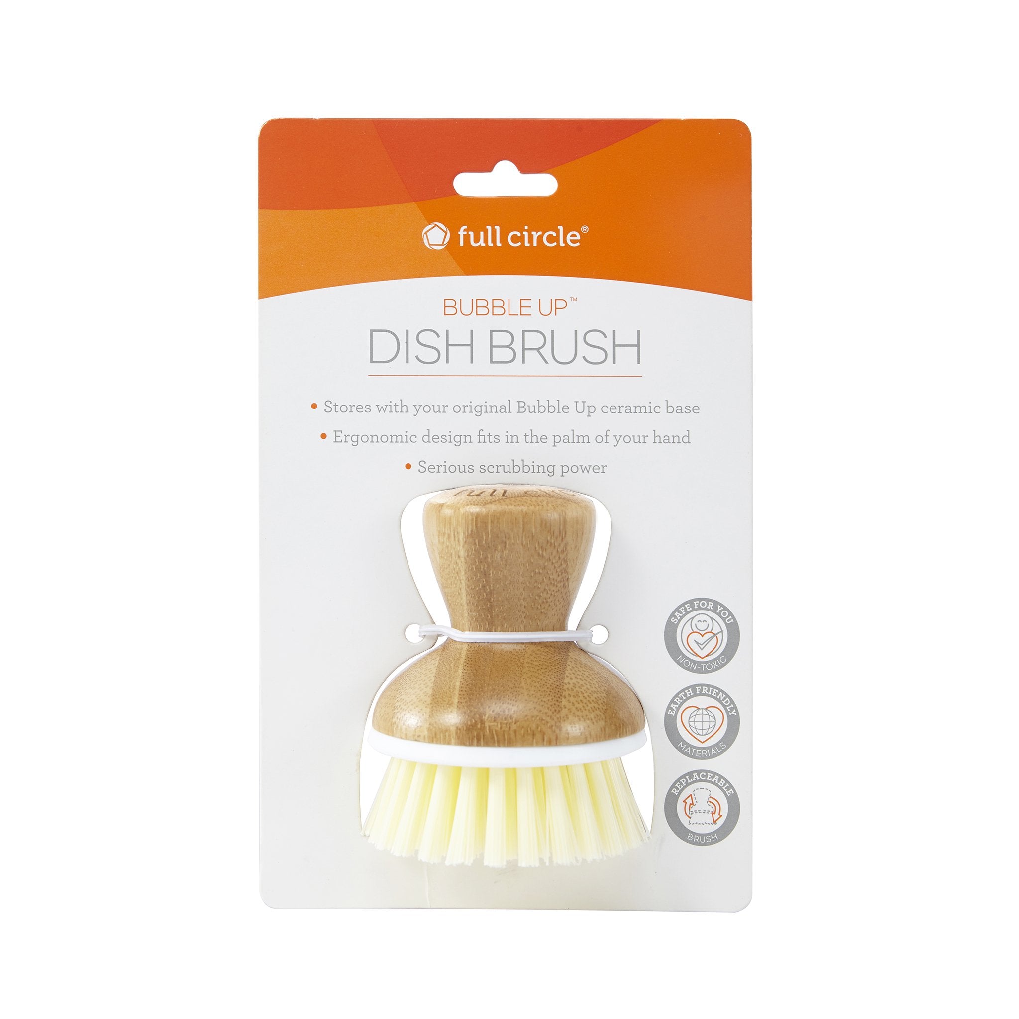 Full Circle, Bubble Up Bamboo Dish Brush, Comfortable Palm Scrubber for  Kitchen Dishwashing, White, 1 Count