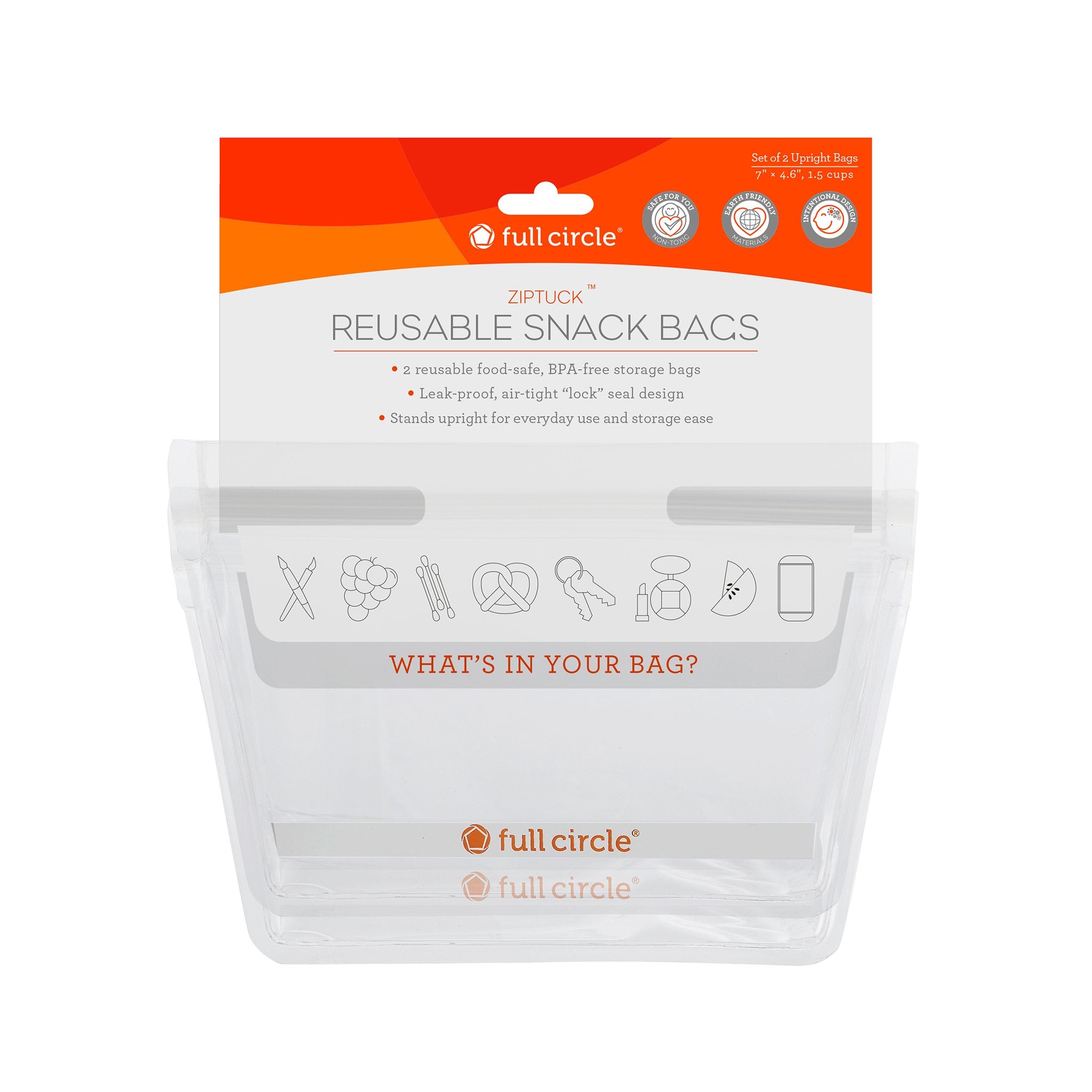 Full Circle Home ZipTuck Reusable Snack Bags - 2 Pack